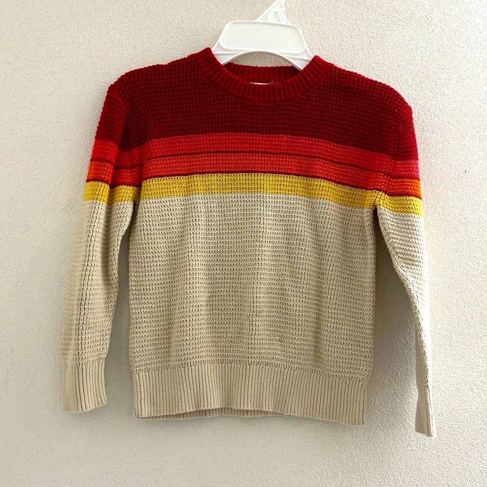 🦋 Cat & Jack Girls Red and Yellow Striped Crewneck sweater for little girls
